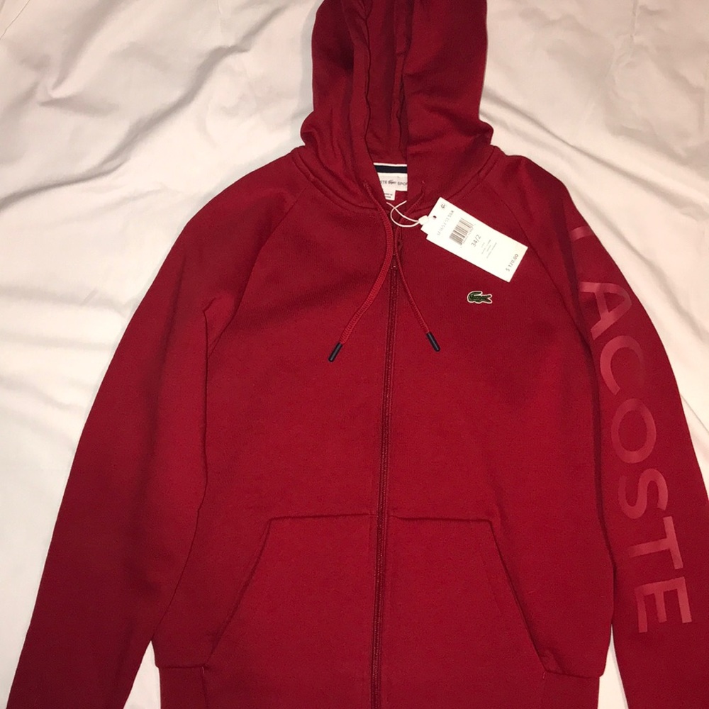 Red Lacoste zip hoodie
